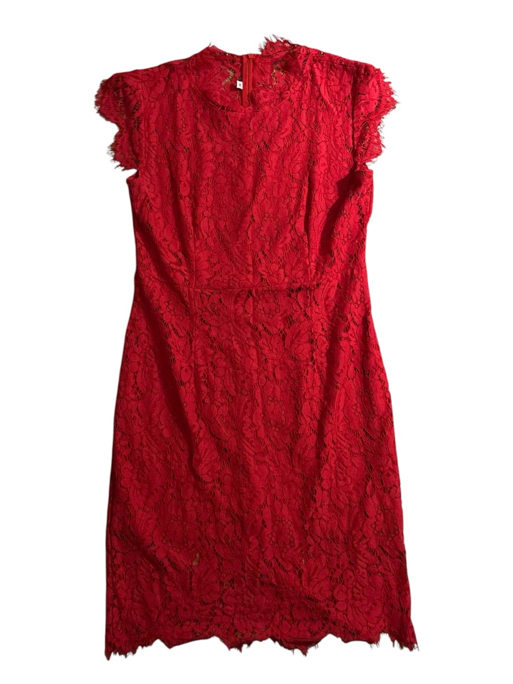 Red Lace Cap-Sleeve Sheath Dress